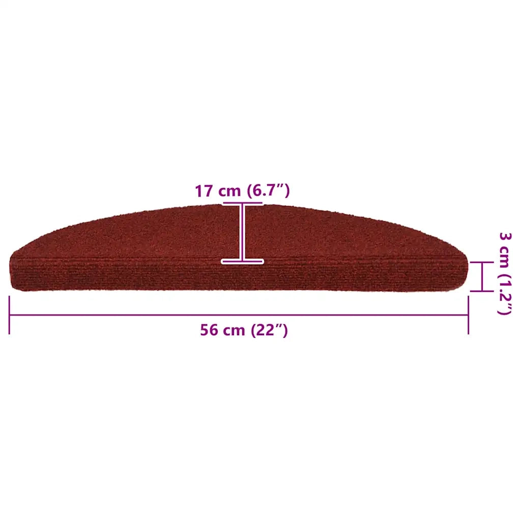 Tappetini per scale autoadesivi 20 pz 56x17x3 cm Bordeaux Rosso Semicircolari 3365671