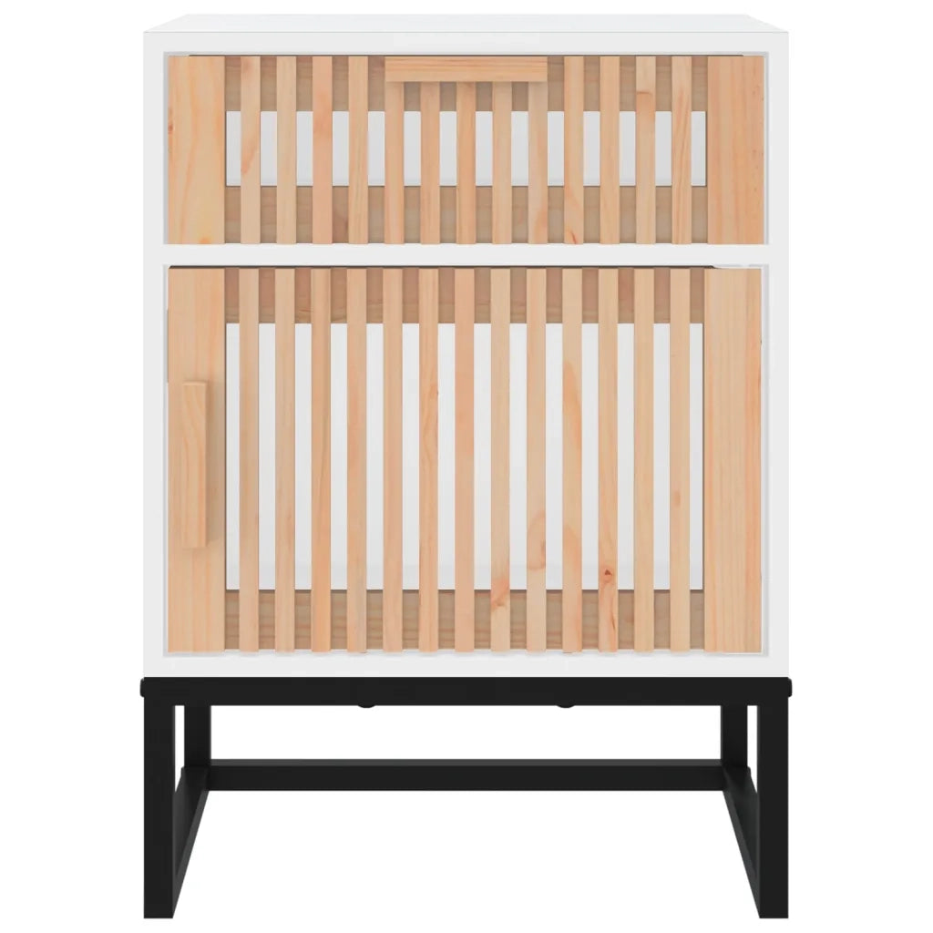 Comodino Bianco 40x30x55,5 cm Legno Multistrato e Ferro 352091