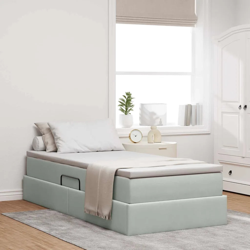 Letto con contenitore e materasso Grigio chiaro 90 x 200 cm 3370275