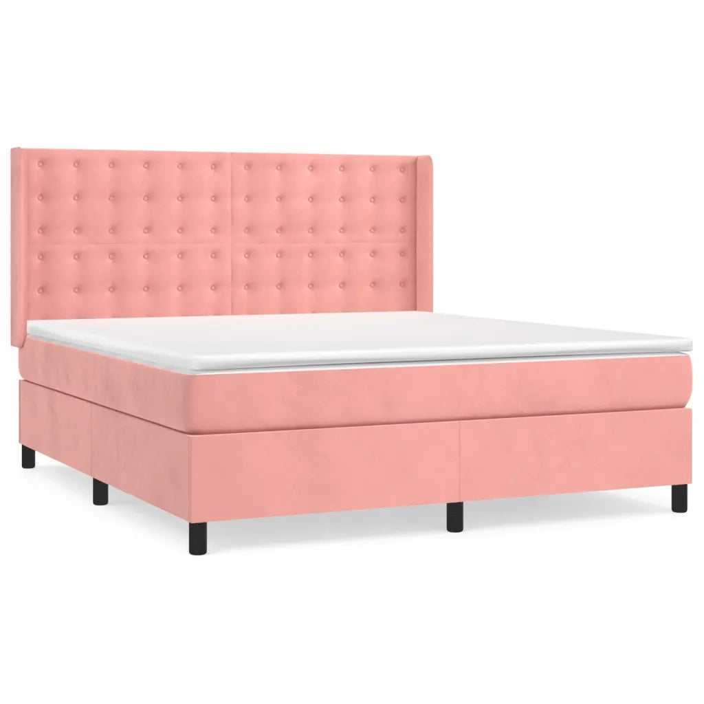 Giroletto a Molle con Materasso Rosa 160x200 cm in Velluto 3132932