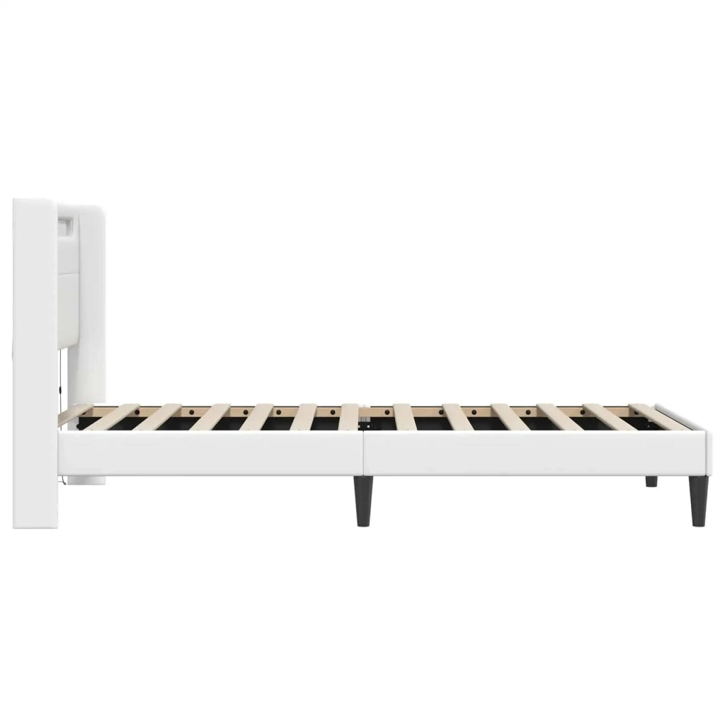Letto singolo | Letto per adulti | Struttura del letto con testiera Bianco 80 x 200 cm Similpelle