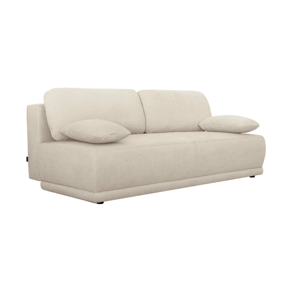 Divano letto in tessuto ciniglia, 3 posti, beige grigio
