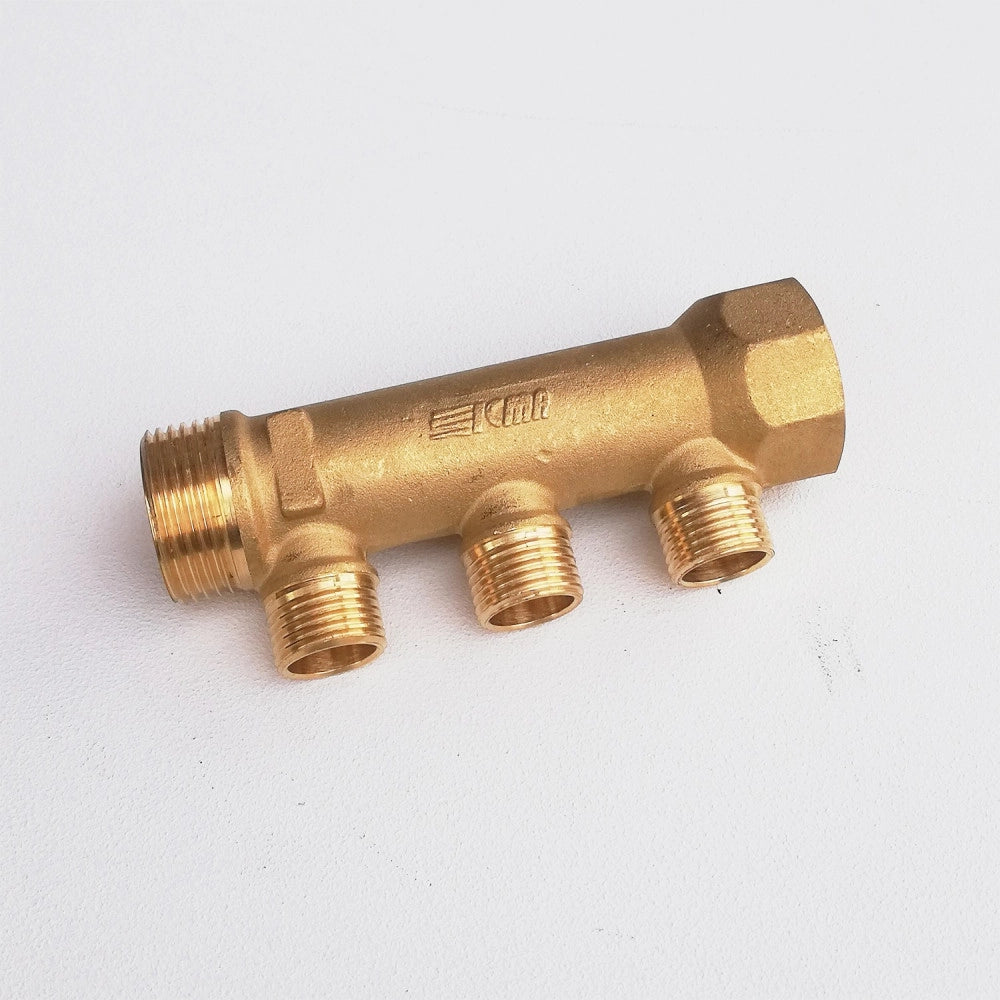 Collettore lineare da 1 - 16mm a 3 vie da 1/2 mf di ottone
