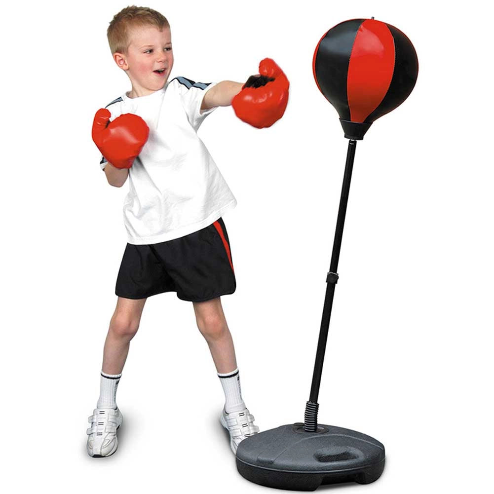 Punching Ball Bambini Regolabile 81-124 cm con Guantoni e Base Riempibile