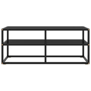 Mobile TV Nero con Vetro Nero 100x40x40 cm 322856