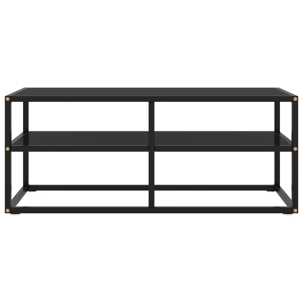 Mobile TV Nero con Vetro Nero 100x40x40 cm 322856