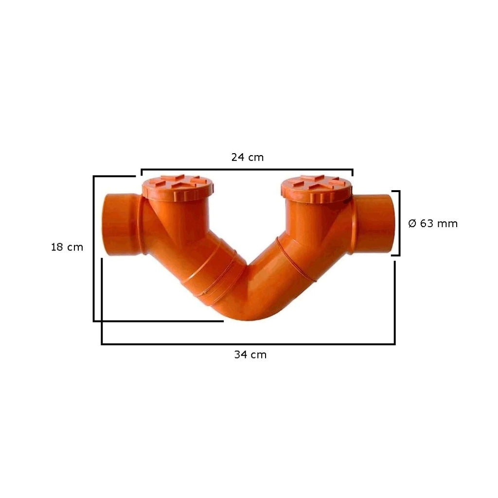 Sifone firenze orizzontale in pvc  (2 Tappi) : Diametro - 63