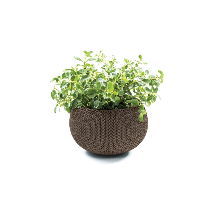 Pot + Cache pot TricotÃ© S Marron