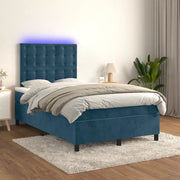 Letto a Molle con Materasso e LED Blu Scuro 120x200cm