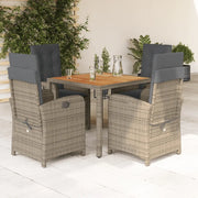 Set da Pranzo da Giardino 5 pz con Cuscini in Polyrattan Grigio 3212240