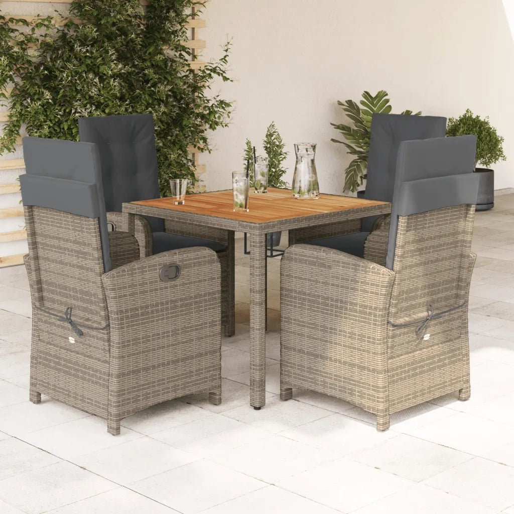 Set da Pranzo da Giardino 5 pz con Cuscini in Polyrattan Grigio 3212240