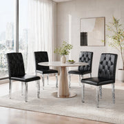 SEDIE da pranzo Set da 4 pezzi 89 cm Nero/Argento in PU e metallo