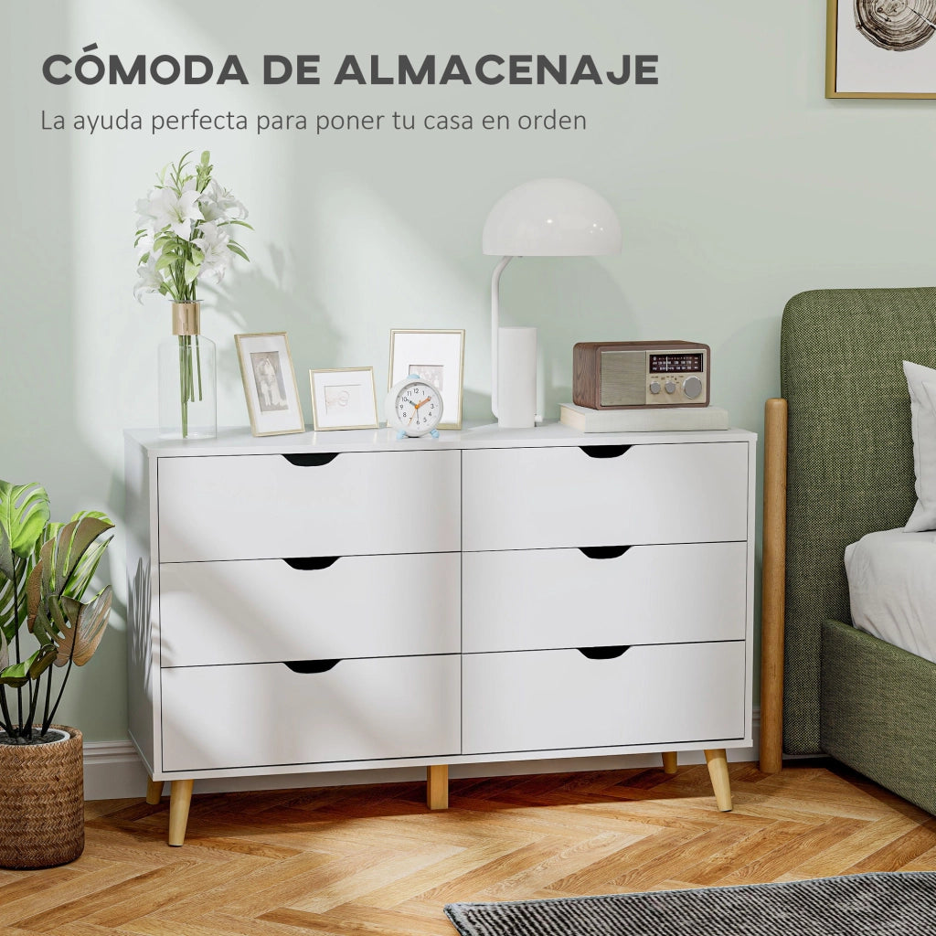 Cassettiera con 6 Cassetti Moderna ¨C Minimal ¨C Bianco 120x40x76 cm