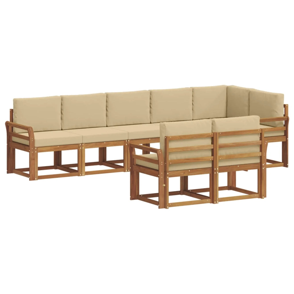Set di divani da esterno con cuscino 8 pcs Naturale e Beige 3366571