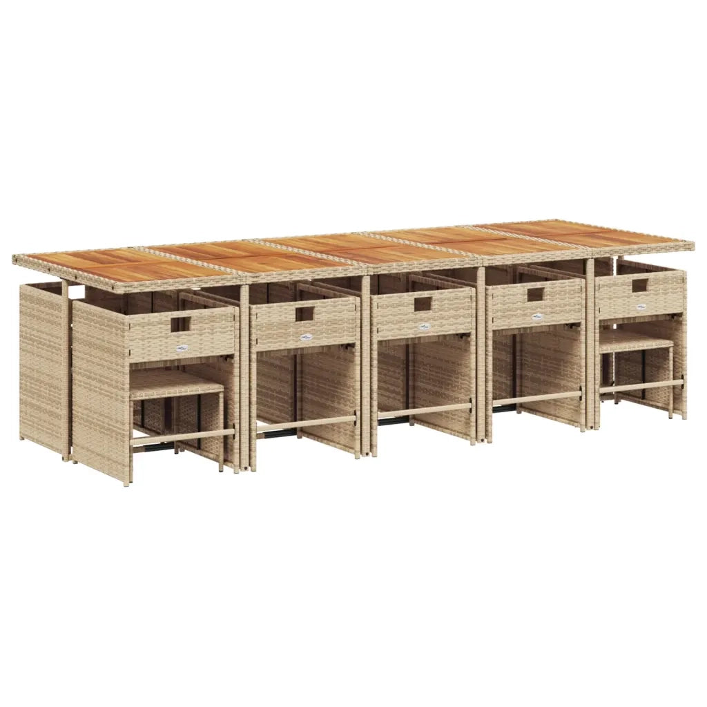 Set da Pranzo da Giardino 15 pz con Cuscini Beige in Polyrattan 3277947