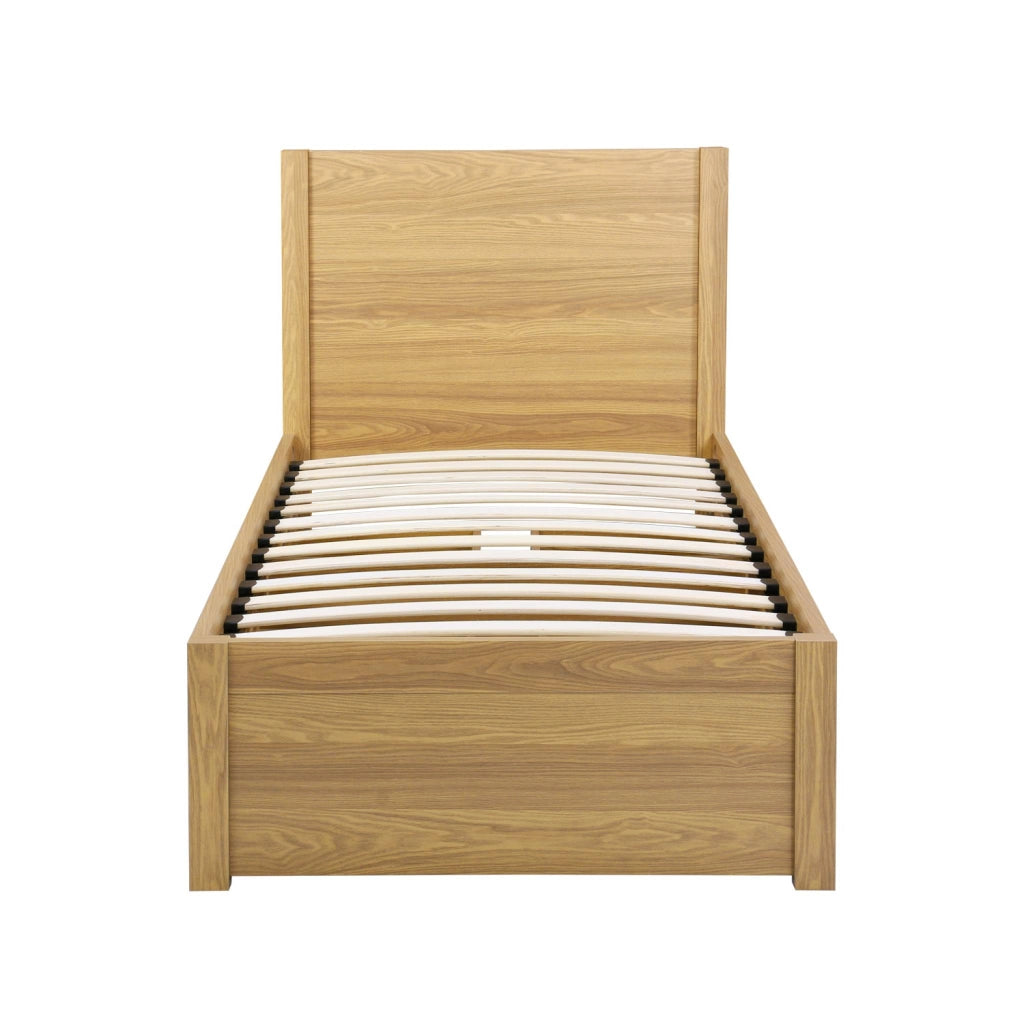 Letto con rete a doghe e testiera 90x190cm + 4 cassetti, marrone