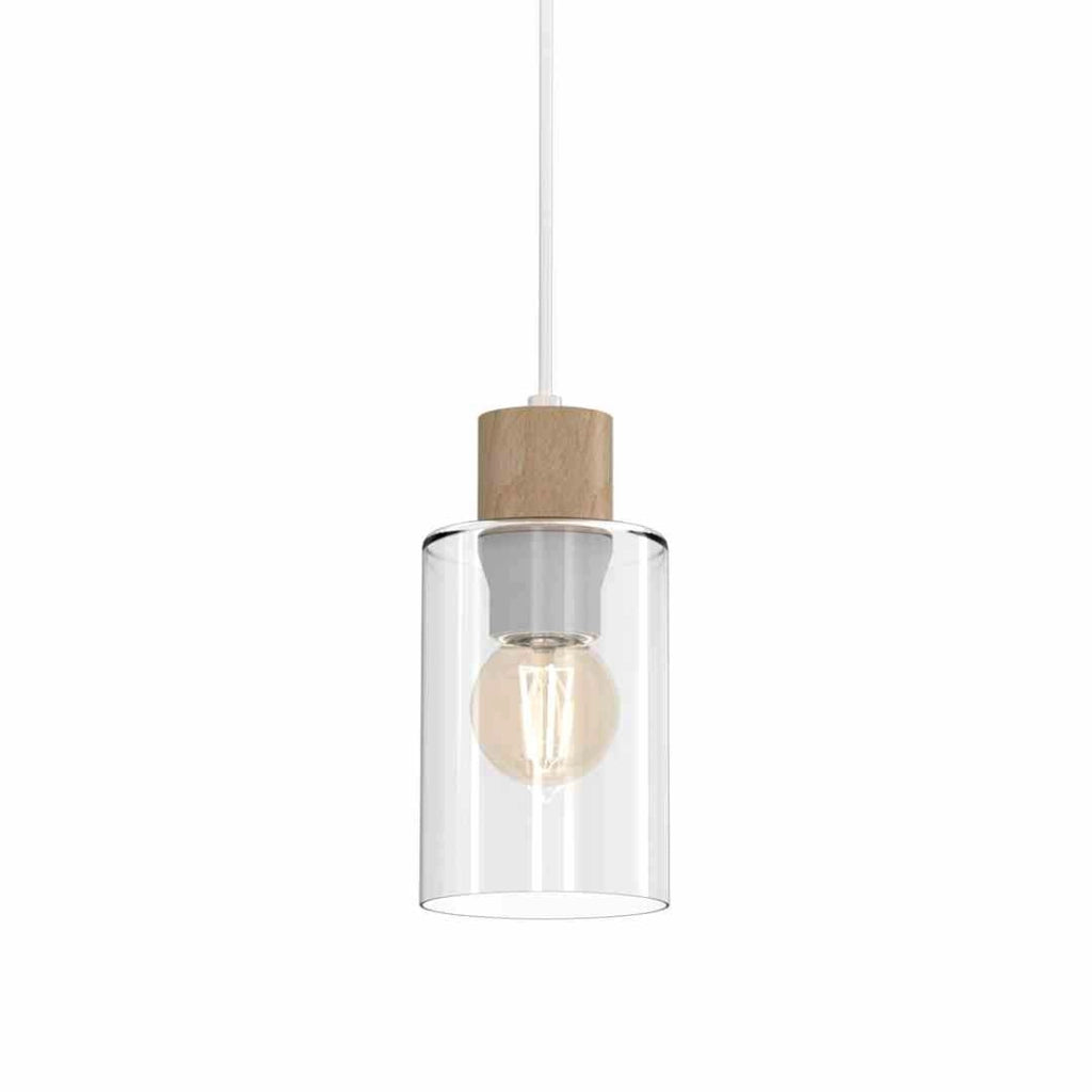 Lampada a sospensione Milagro Madera bianca legno E27