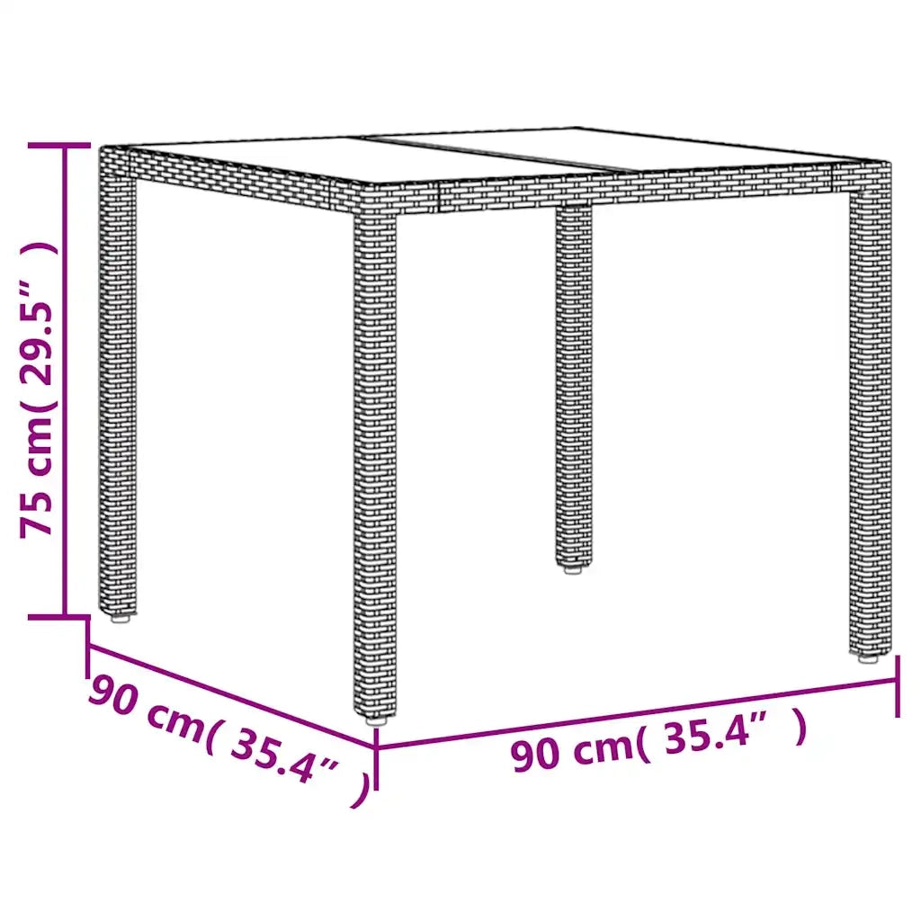 Set Pranzo da Giardino 3pz con Cuscini Polyrattan e Vetro 3278573