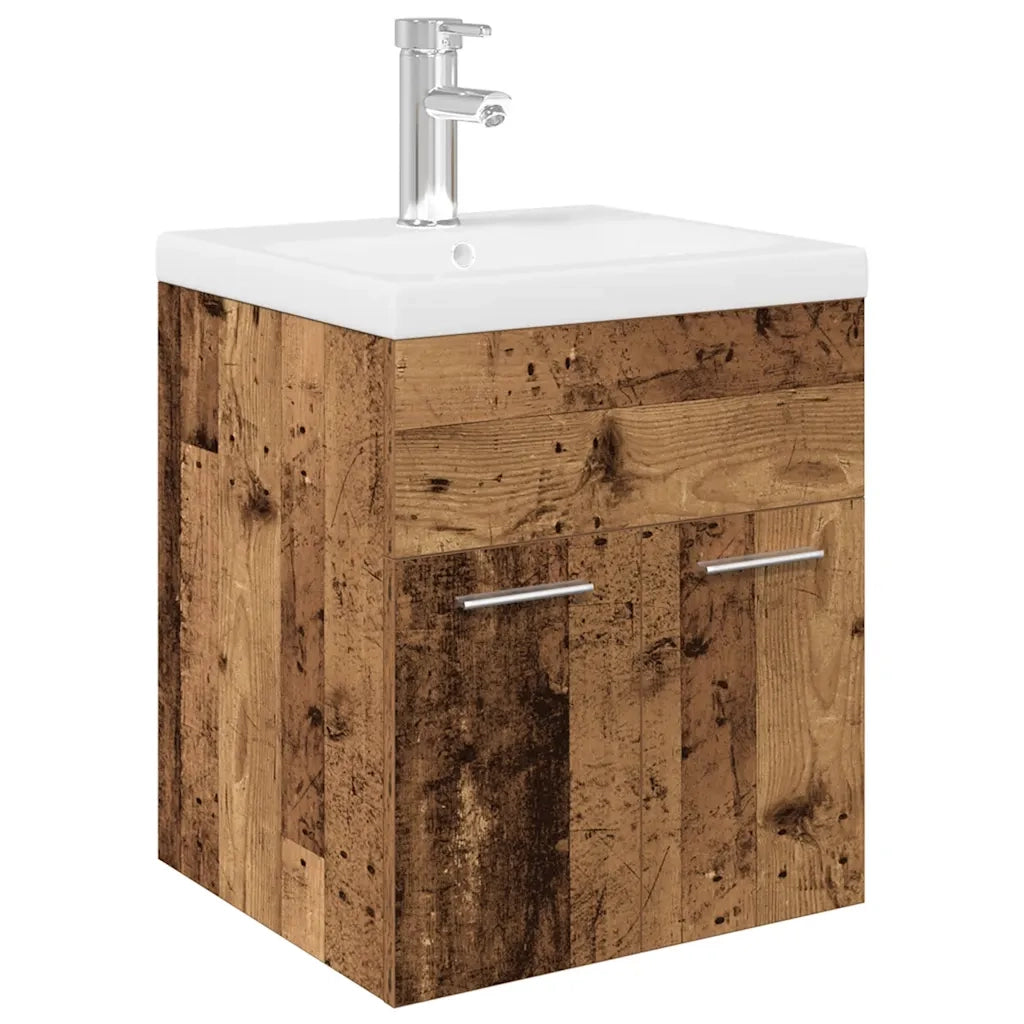 Mobile da Bagno con Lavabo Integrato e Rubinetto Legno Antico 3328905