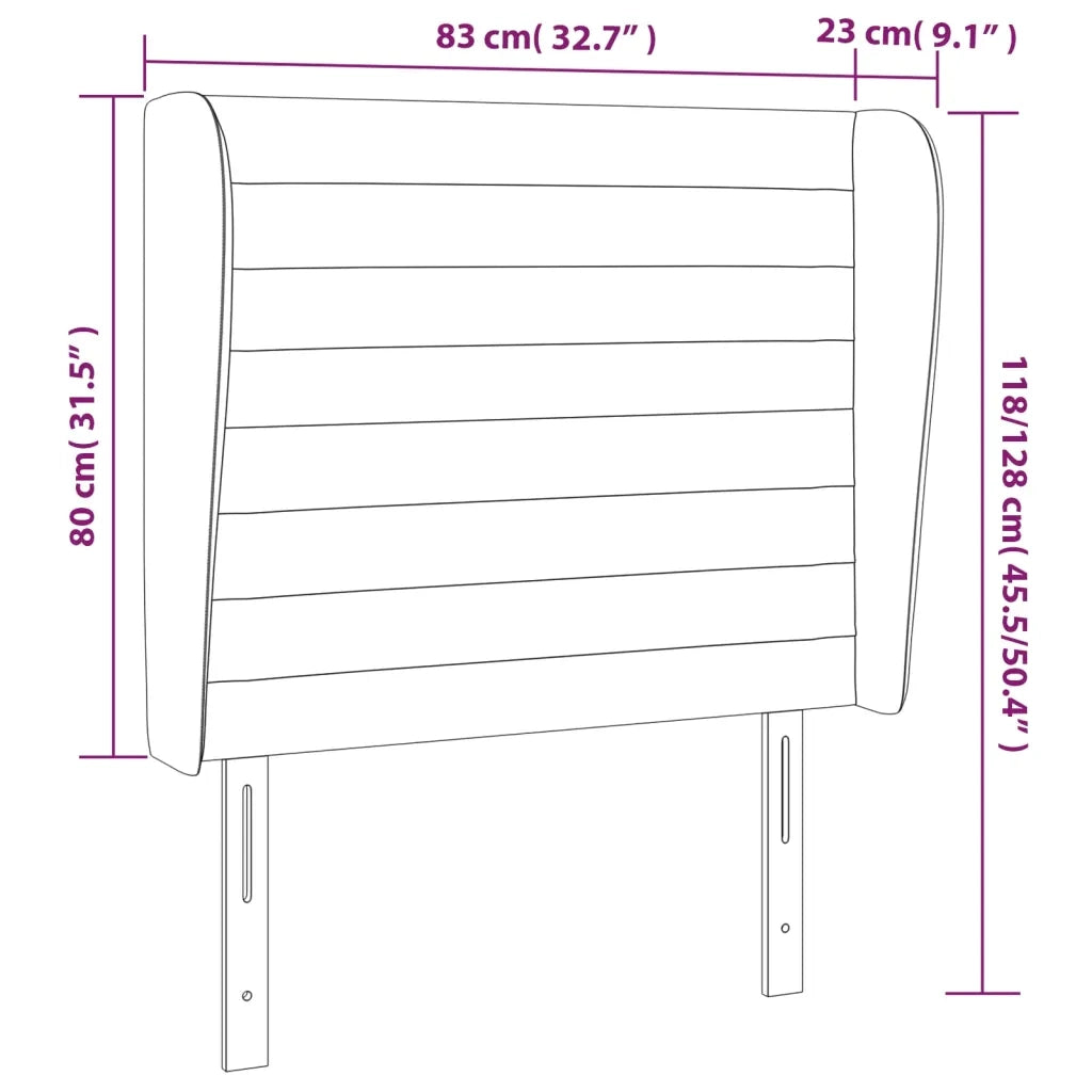 Testiera | Testata ad Orecchio Rosa 83x23x118/128 cm in Velluto
