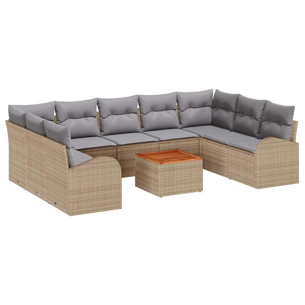 Set Divano da Giardino 10 pcs Beige e Grigio Chiaro polyrattan