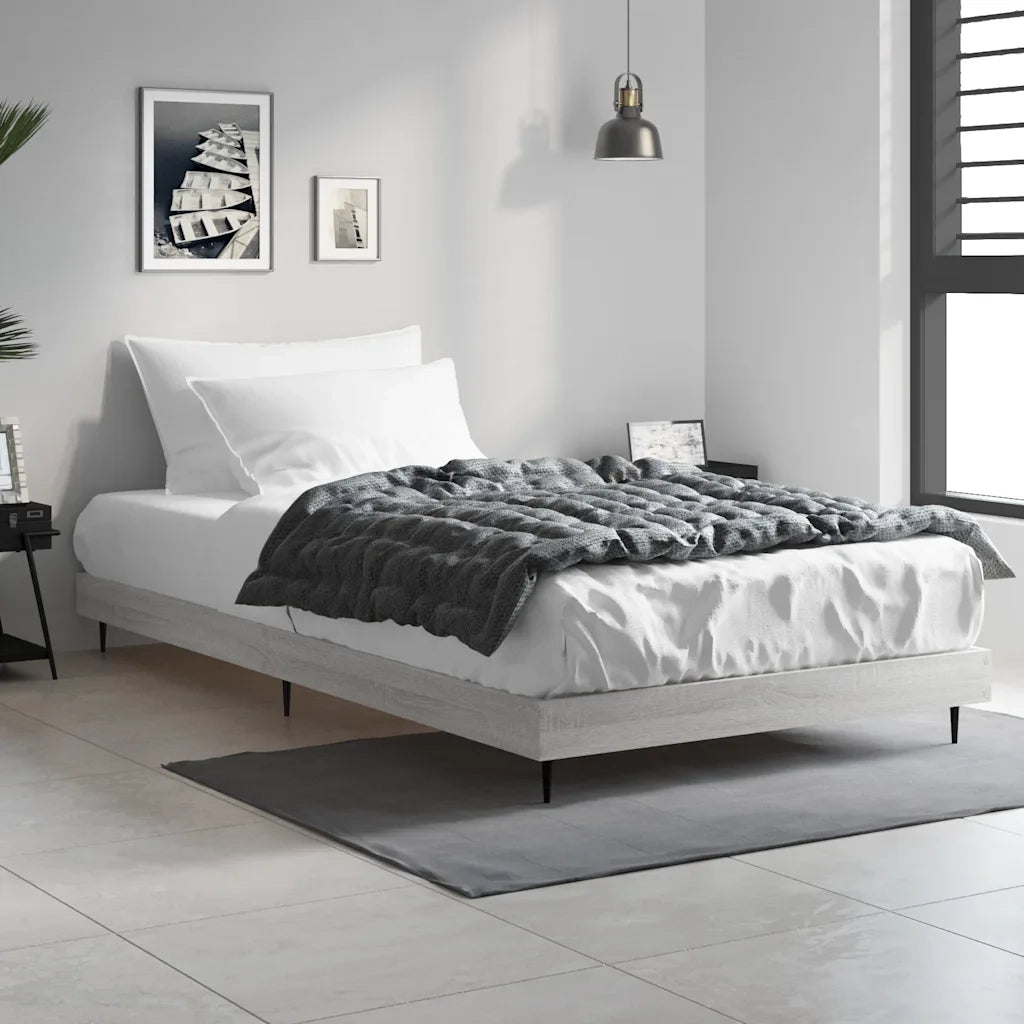 Letto singolo | Letto per adulti | Giroletto Grigio Sonoma 90x200 cm in Legno Multistrato