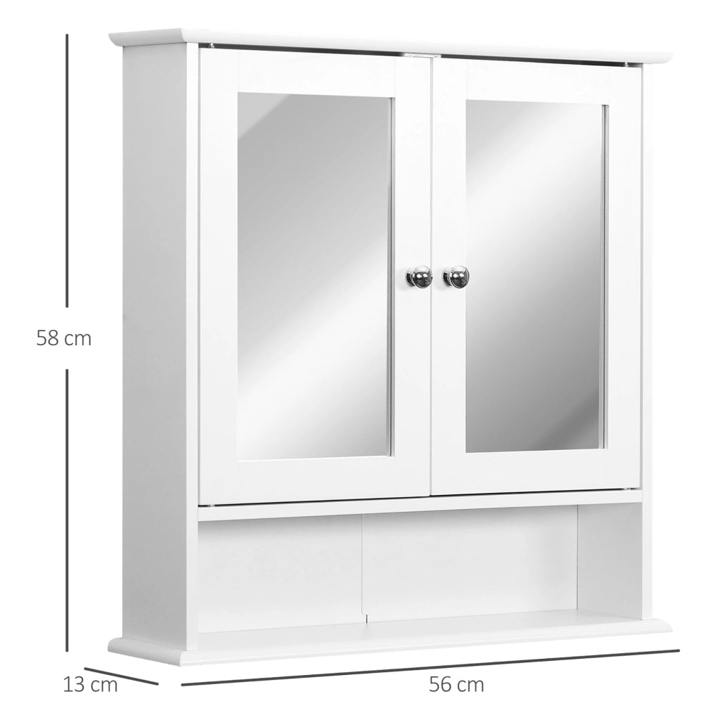 Armadietto Bagno con Specchio e 2 Ante ¨C Minimal ¨C Bianco 56x13x58cm