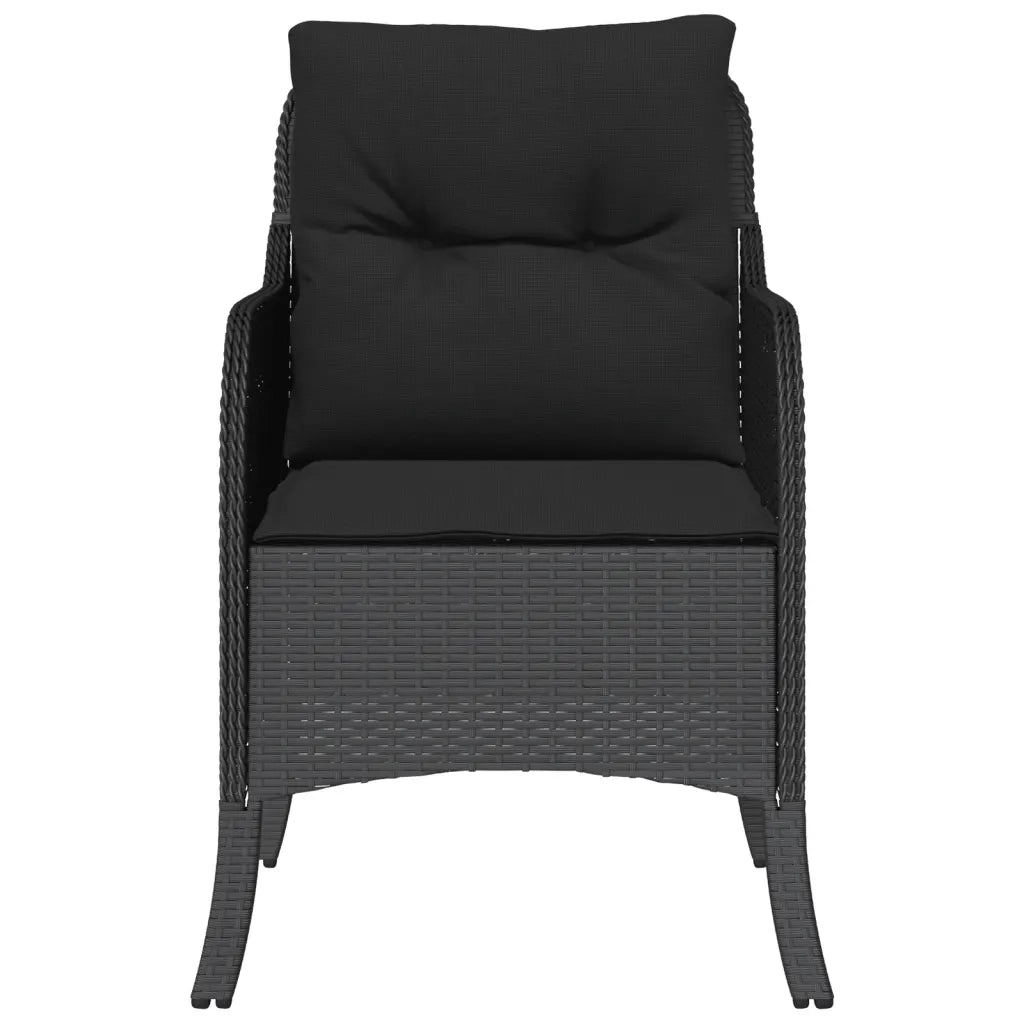 Sedie da Giardino con Cuscini 2 pz Nere in Polyrattan 365145