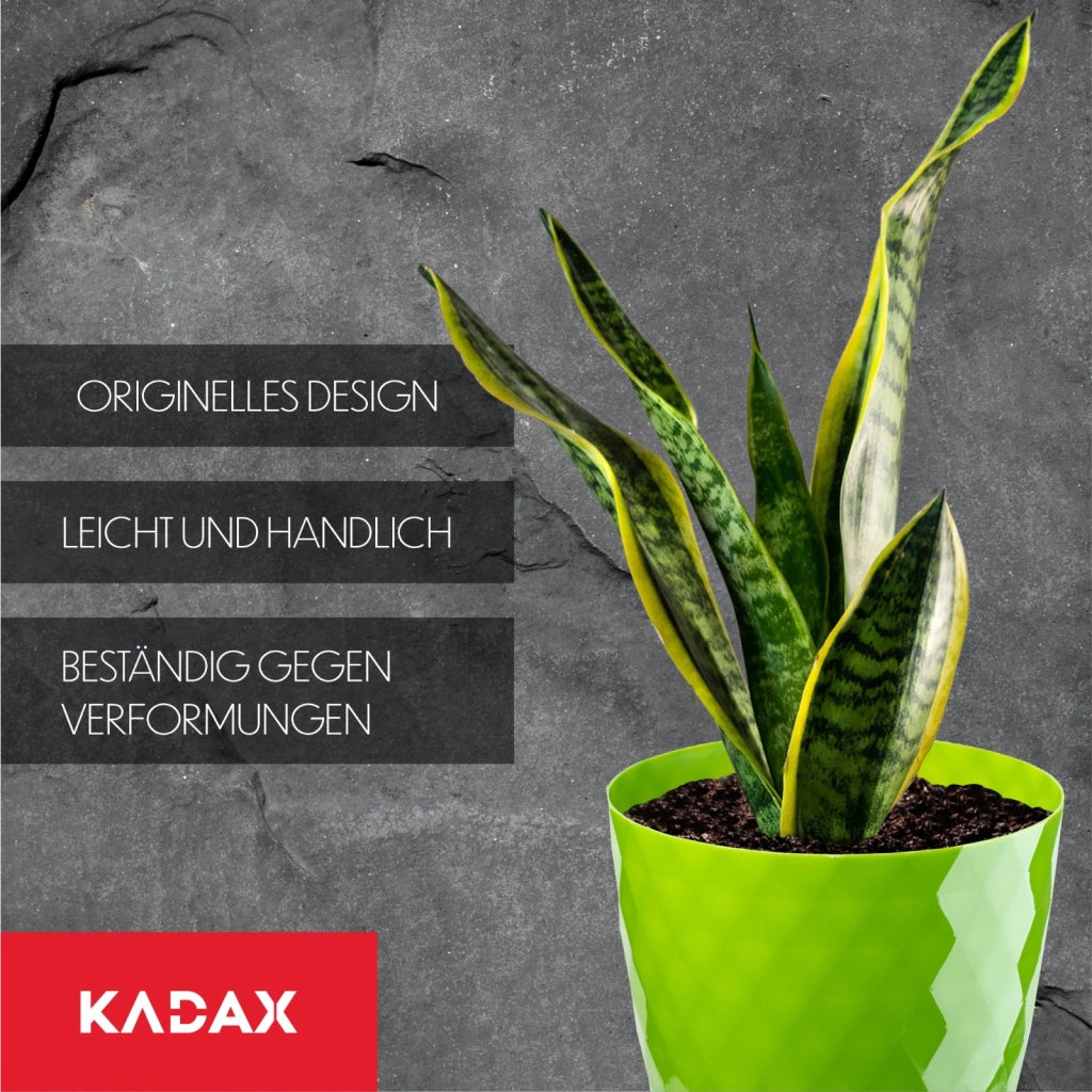 Vaso da fiori KADAX con supporto, coperchio rotondo, plastica, verde, 30 cm
