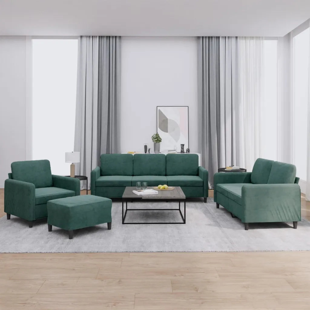 Set di Divani 4 pz Verde Scuro in Velluto 3201946