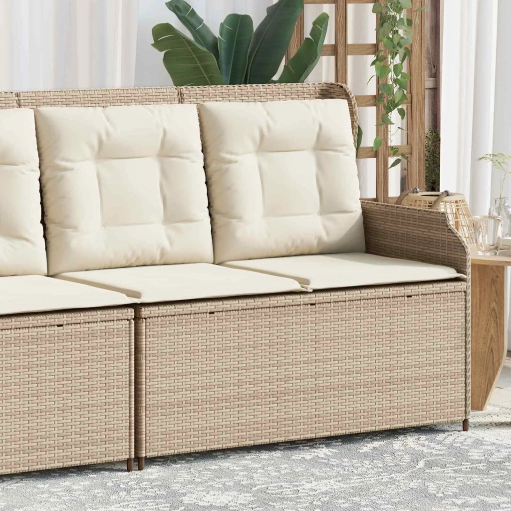 Panchina da giardino con cuscino Nero e Bianco Crema polyrattan 3394444