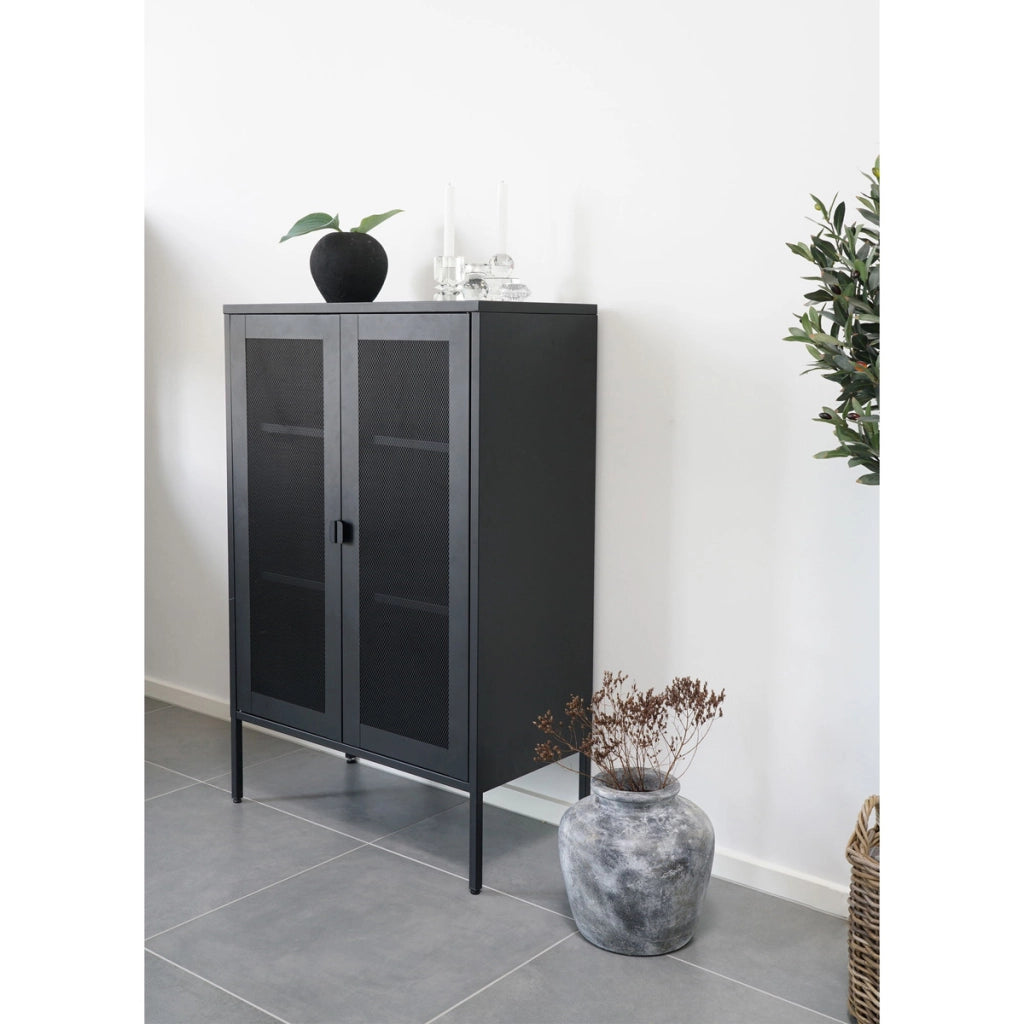 Vetrinetta Melbourne, Nero, Metallo, 40x80x120 cm