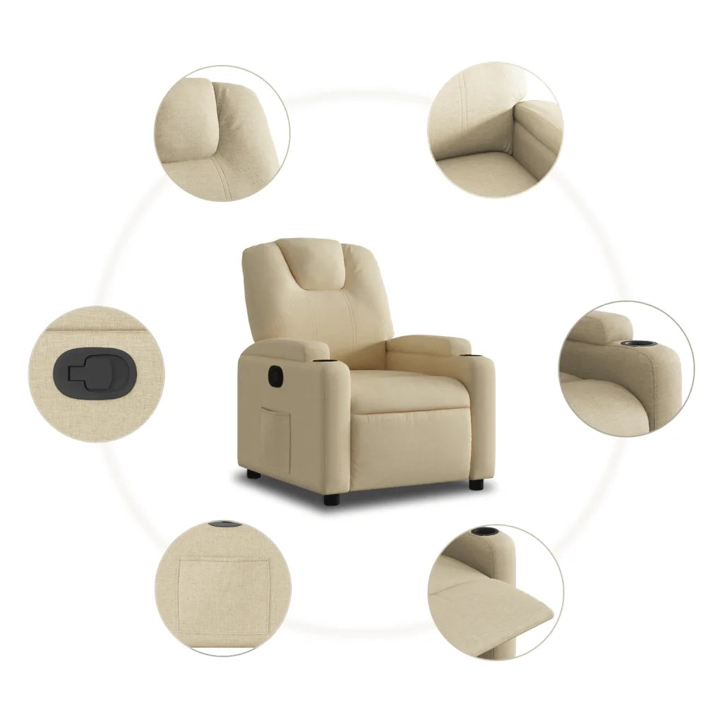 Poltrona Reclinabile in Tessuto Crema 372374