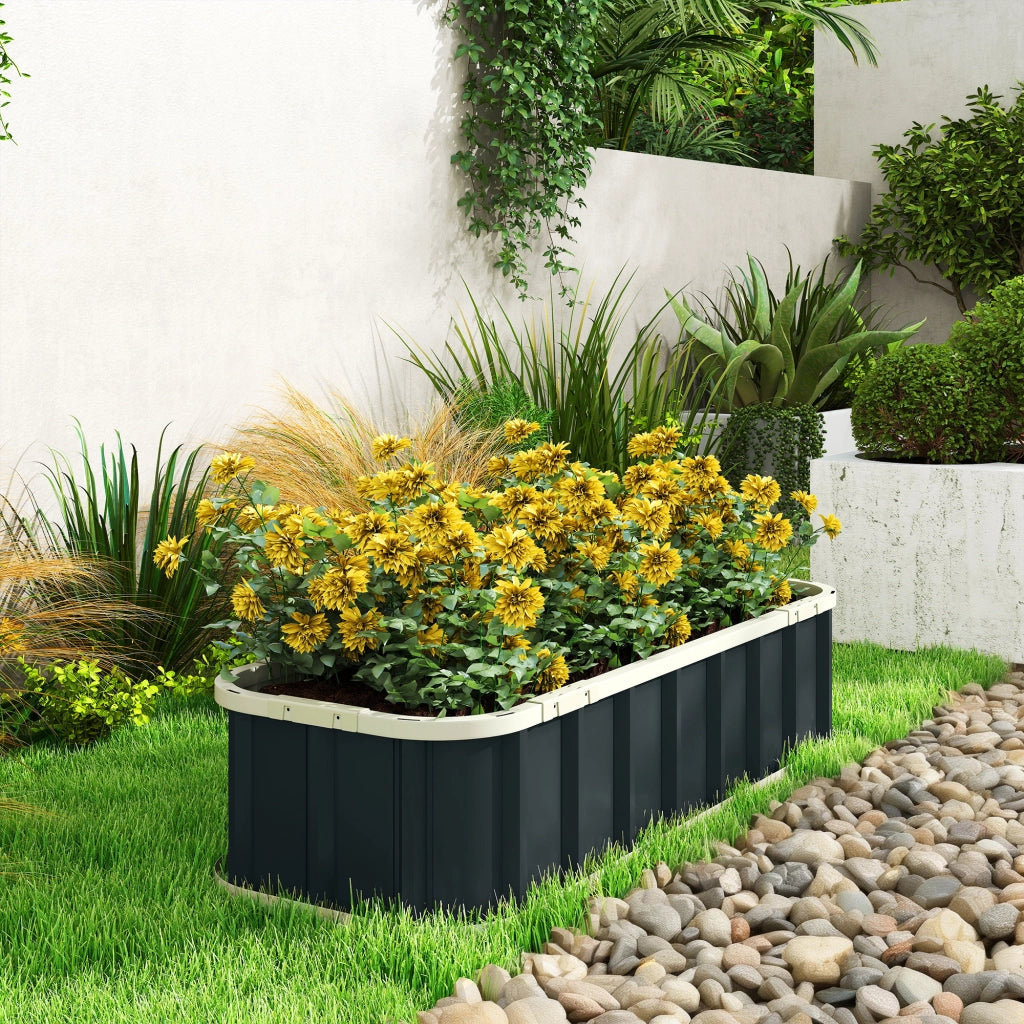Hochbeet in Acciaio ¨C Minimal ¨C 136x52x31 cm Grigio Scuro