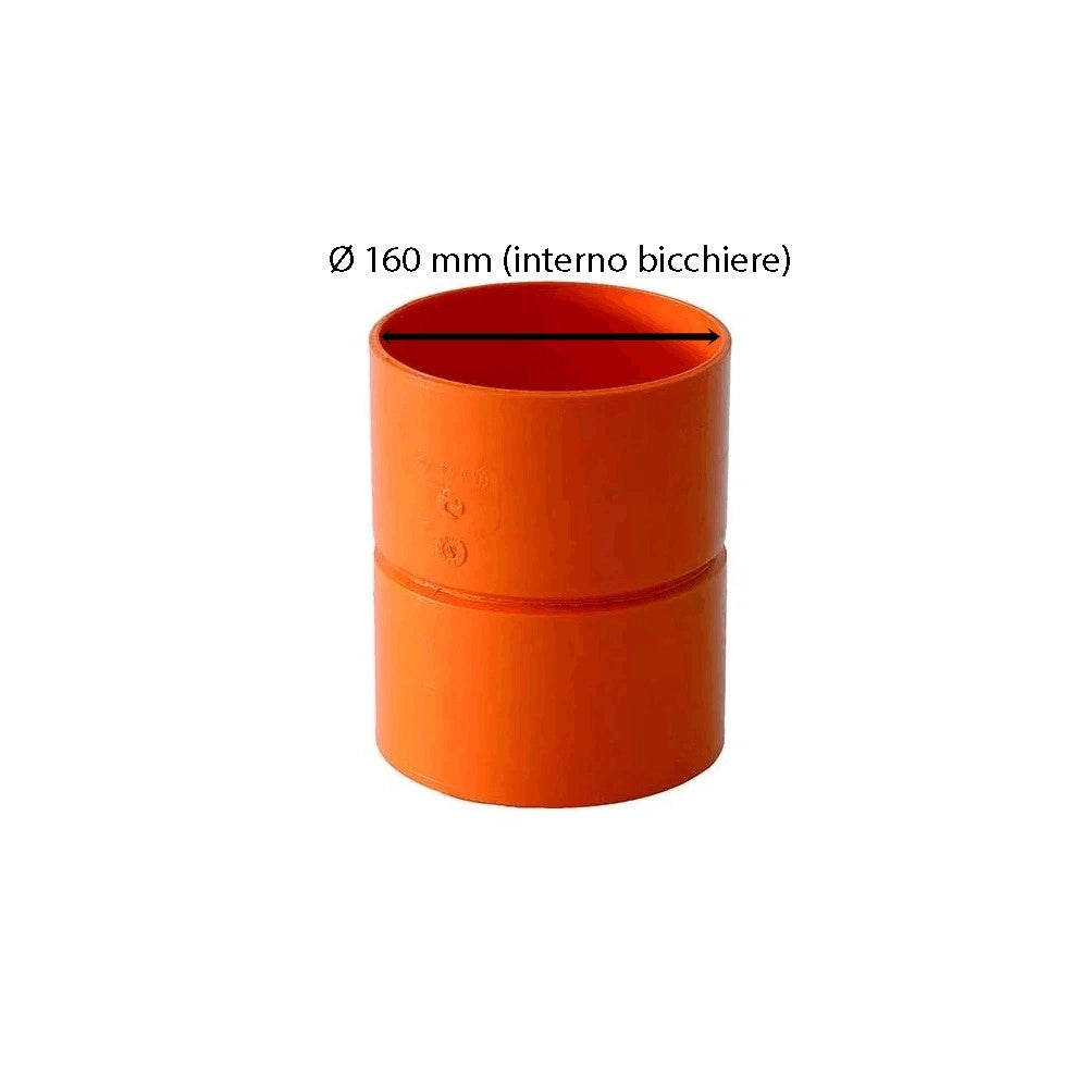 Manicotto femmina-femmina in pvc : Colore - Arancio, Diametro - 160