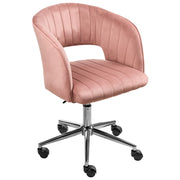 Moderna poltrona girevole da ufficio con braccioli e altezza regolabile velluto rosa