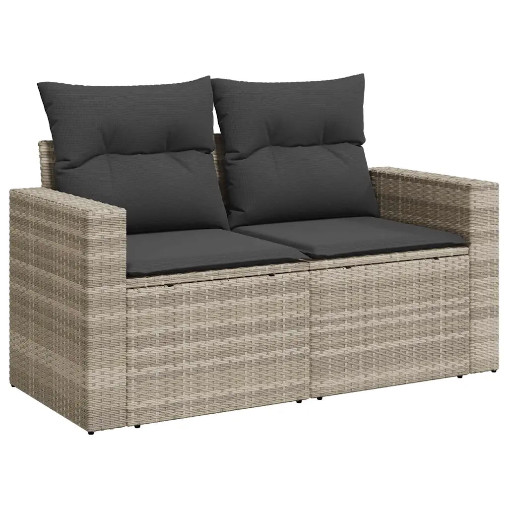 Set Divano da Giardino 5pz con Cuscini Grigio Chiaro Polyrattan 3326313