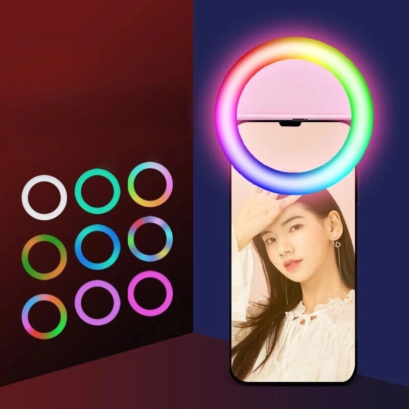 Anello luminoso a LED per selfie RGB multicolore light ring Ricaricabile