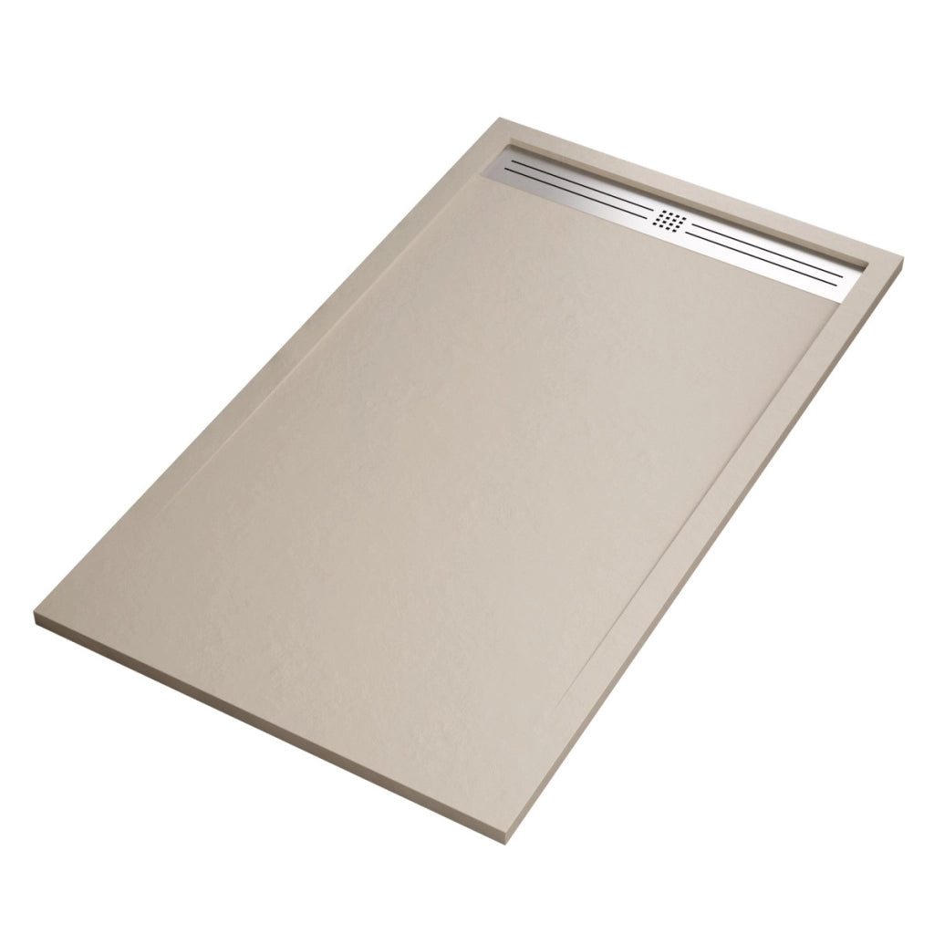 Piatto doccia in marmoresina crema effetto pietra cemento relax, misura 70x160