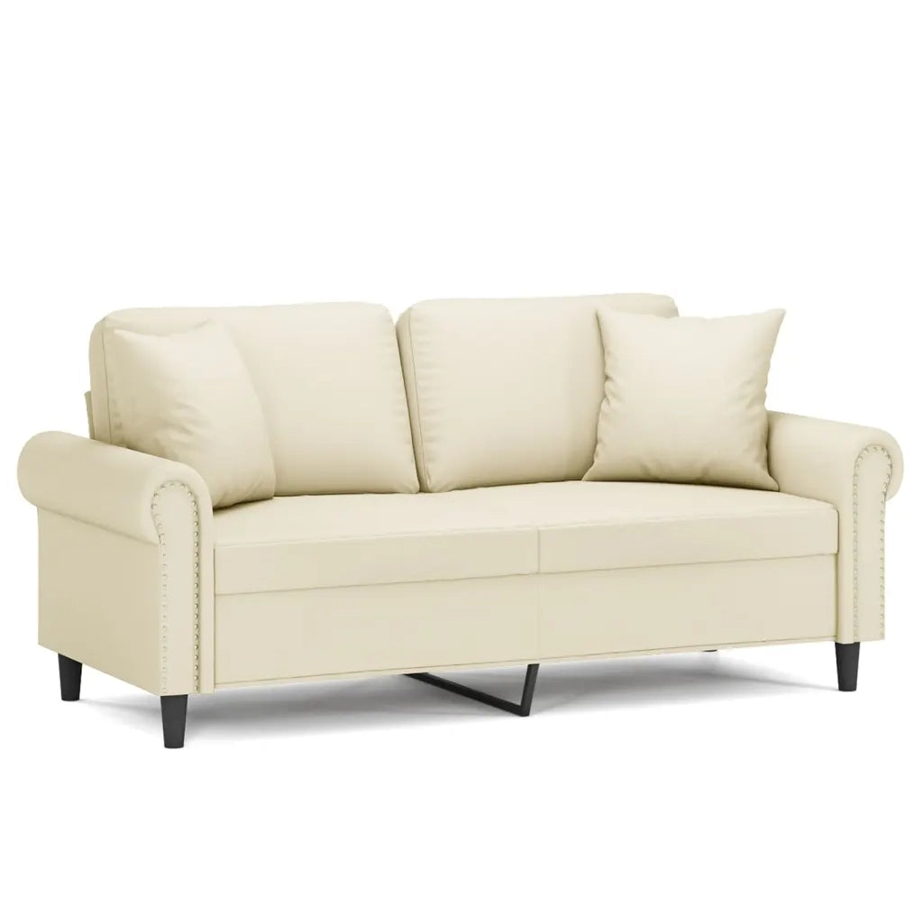Divano a 2 Posti con Cuscini Crema 140 cm in Similpelle 3200931