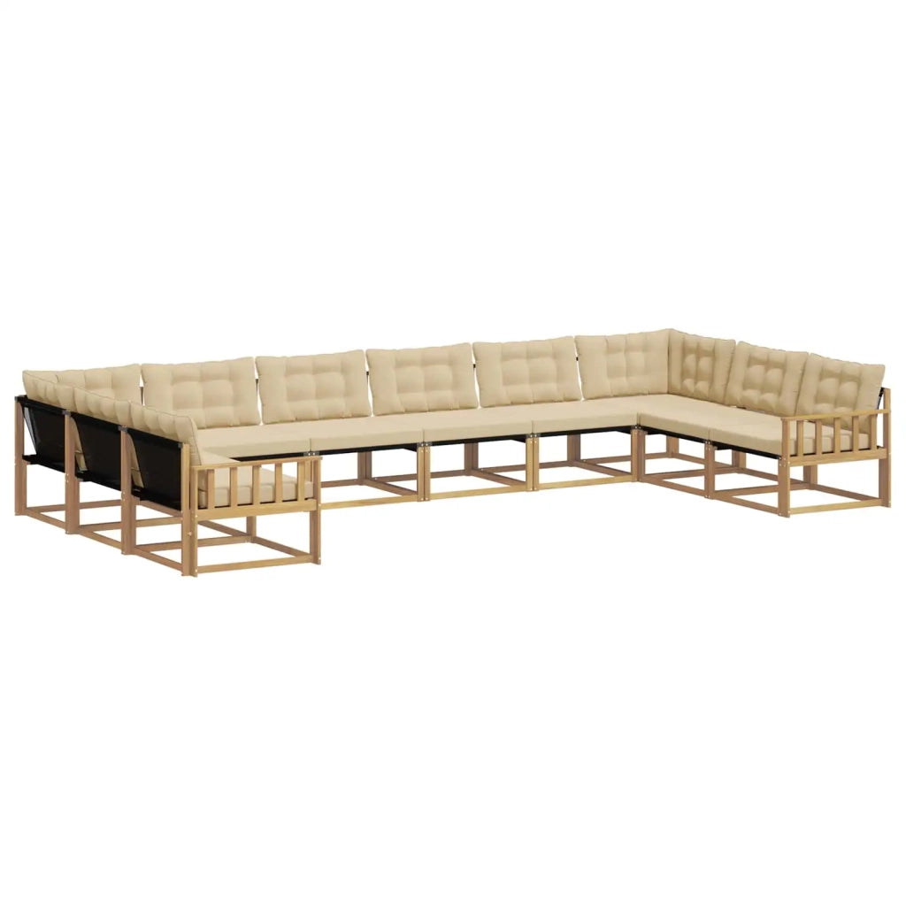 Set di divani da esterno con cuscino 10 pcs Bianco e Beige 3389115