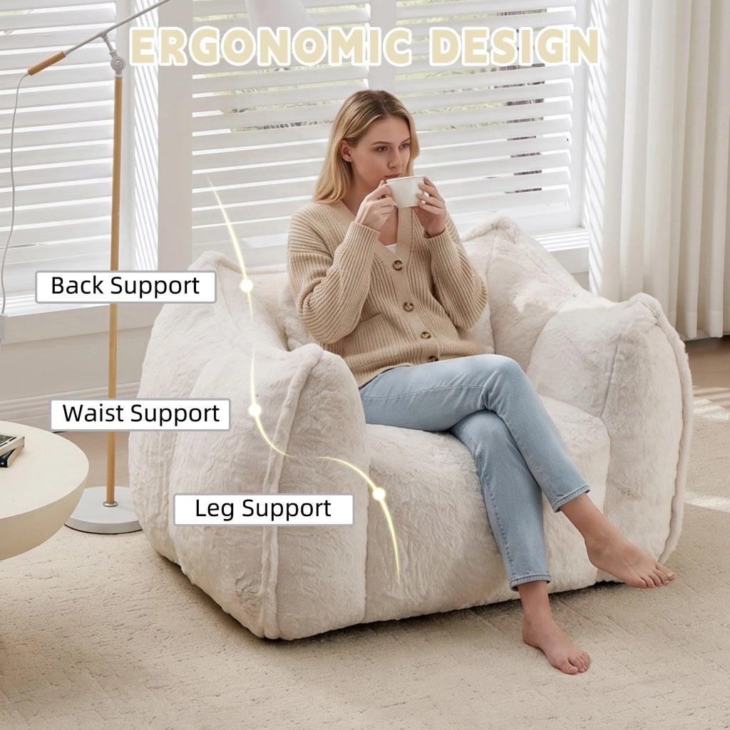 POLTRONA SACCO in pelliccia sintetica Beige