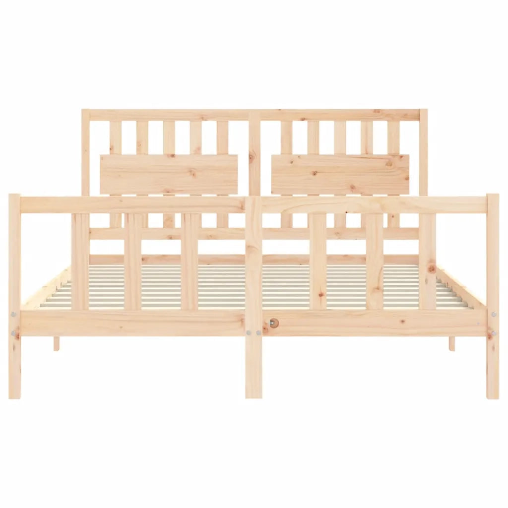 Letto matrimoniale | Letto per adulti | Giroletto senza Materasso 160x200 cm in Legno Massello di Pino
