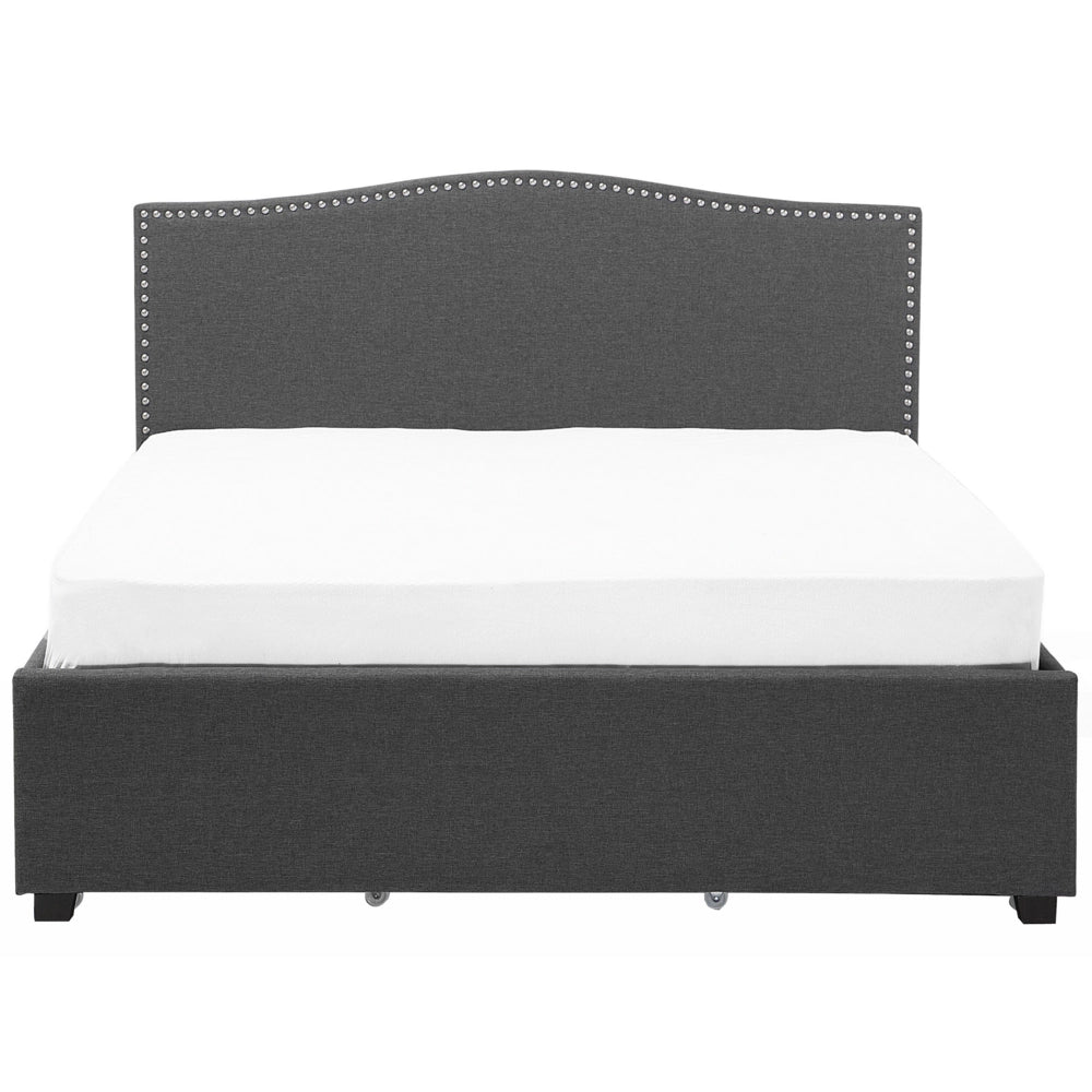 Struttura del letto Cassetto imbottito in poliestere grigio 180 x 200 cm Design tradizionale