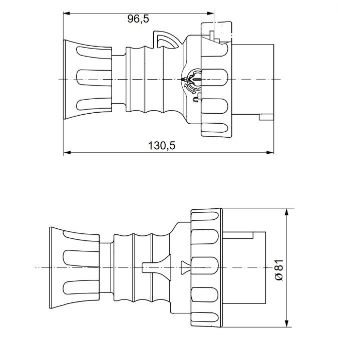 Spina mobile diritta industriale rossa 3p+t 16a trifase 380v ip67 gw60030h