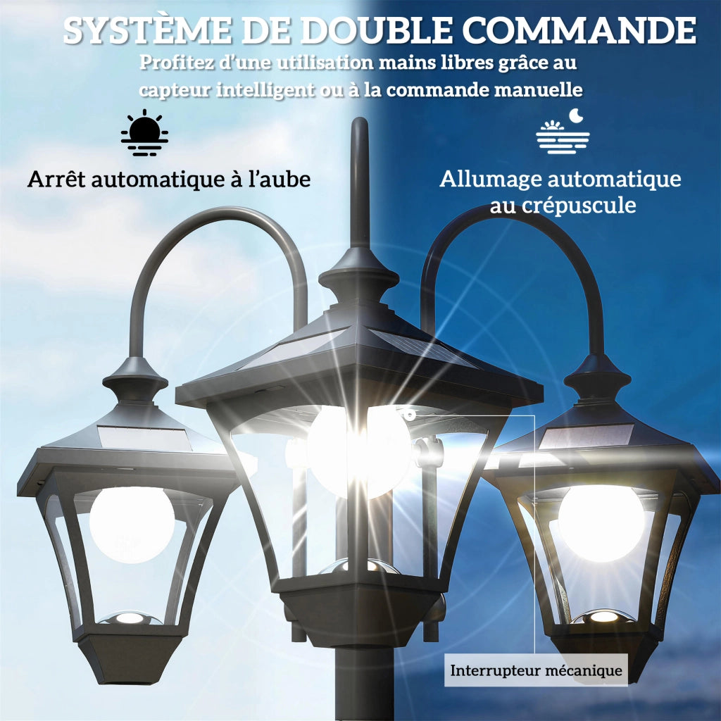 Lampada da Esterno 3 Luci con Vaso ¨C Zephmum ¨C Nero 52x52x185cm