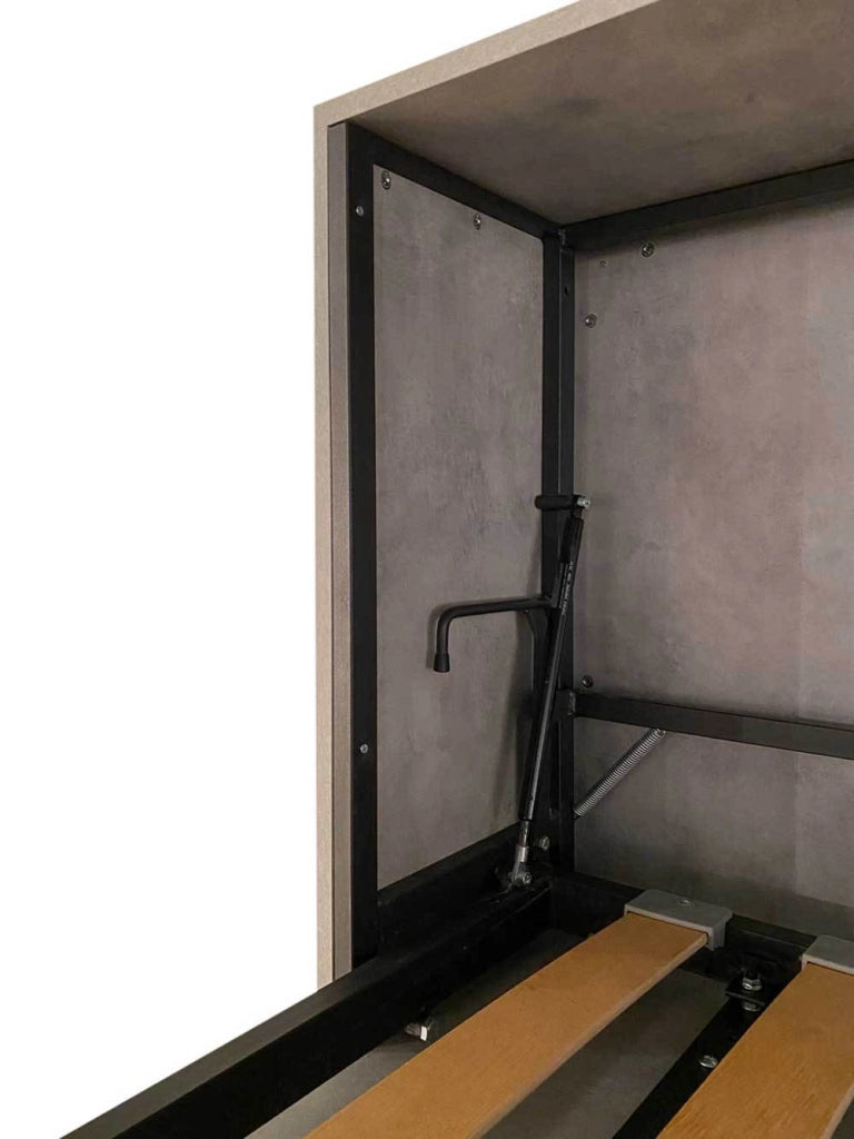Letto Singolo A Scomparsa Kando Con Divano Con Materasso Cemento e Grigio