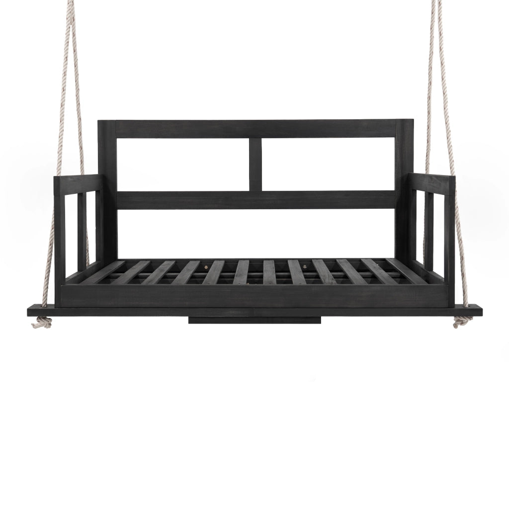 Altalena doppia altalena sospeso per il giardino esterno inclusi cuscini e due corde telaio non incluso. Il cuscino è rimovibile e lavabile. Realizzato in legno di acacia nero+beige