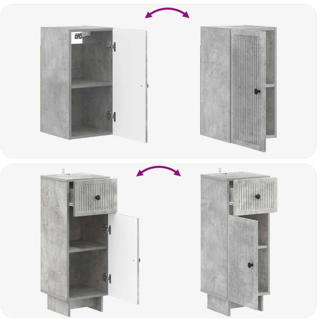 Set di armadietti da bagno in 3 pezzi EDE Grigio Cemento 3417741
