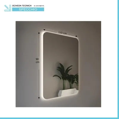 Specchio reversibile 110x90 illuminazione perimetrale LED e spessore 4 mm